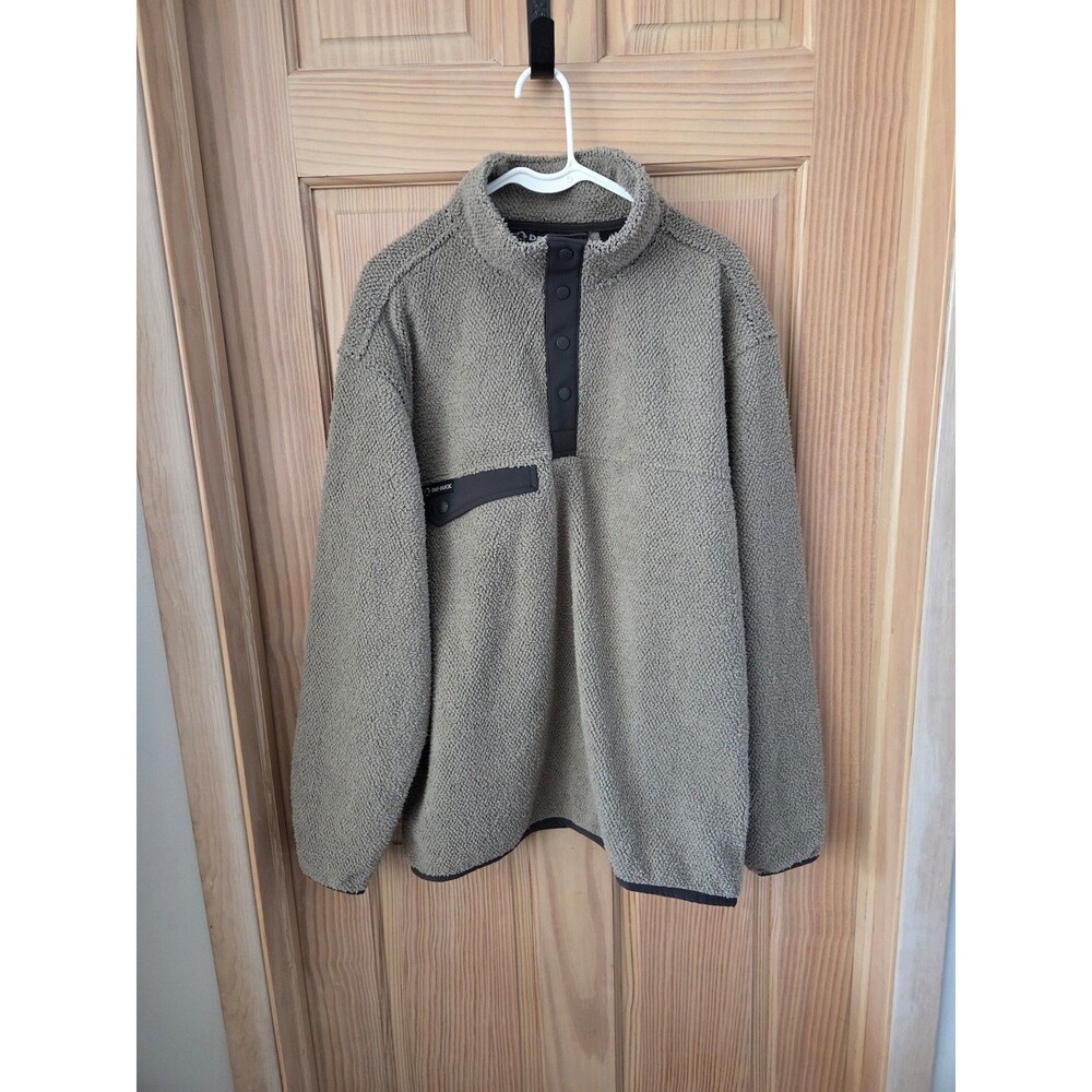 Dri Duck Brooks Men's Sherpa Mountain Fleece Tan Snap Pullover Long Sleeve Large